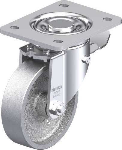 Blickle Lenkrolle LH-G 125G-3-ST mit Feststeller in Silber, Rad-Durchmesser: 12,5 cm, Tragfähigkeit: 450 kg - Bild 1