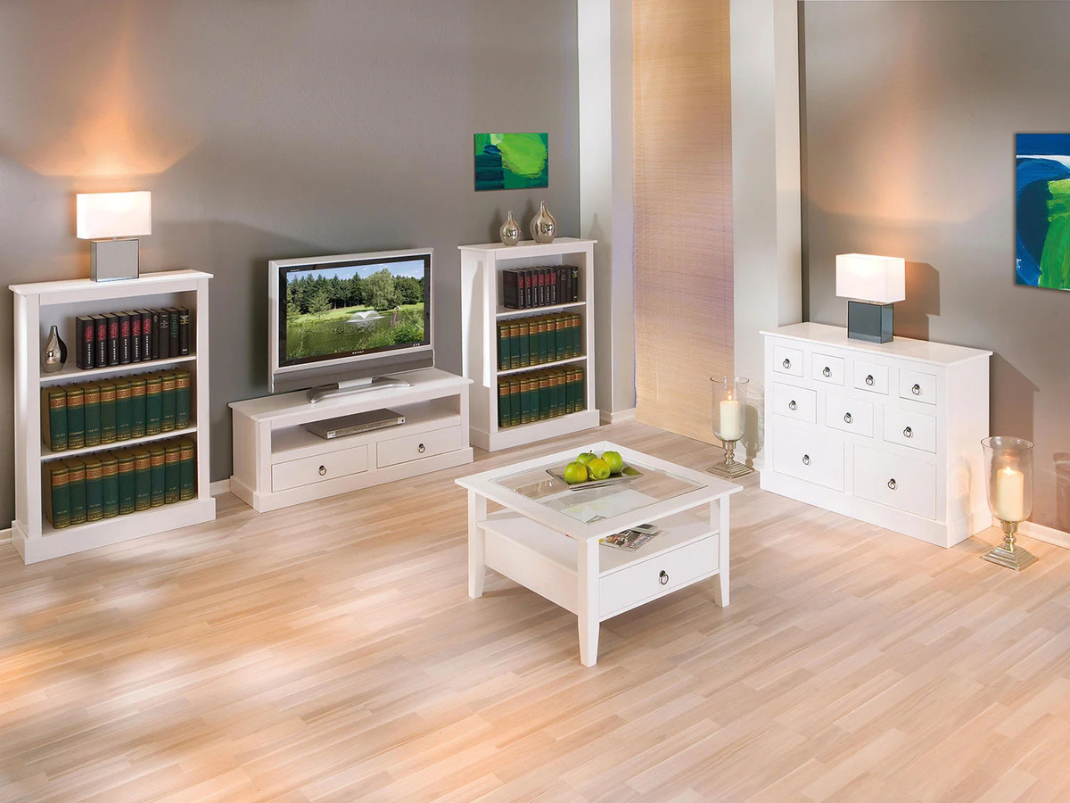 Inter Link Couchtisch mit Sicherheitsglas und Schubladen in Weiss, B/T/H: 75 x 75 x 45 cm - Bild 2