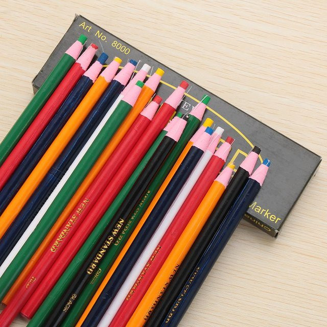 12 Stück Schneider Markierungsstifte zum Löschen für Stoff und Nähen, Bleistift-Schnittmarkierer in Rot und Mehrfarbig, Nähzubehör für Handwerk und Patchwork - Bild 1