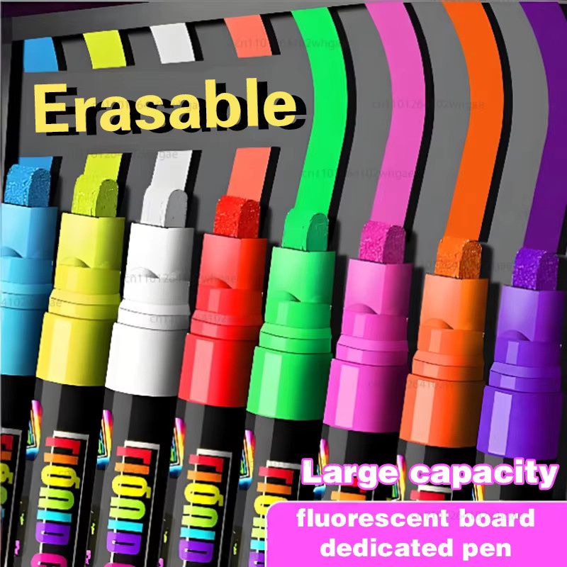 8 Farben Flüssigkreide Marker Set mit 8mm Spitze, abwischbare fluoreszierende Textmarker für Whiteboard, Kreidetafel und LED-Werbung, Mehrfarbig - Bild 2