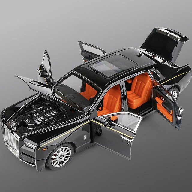 Rolls Royce Phantom Limousine, Modellauto, 1:18, Metall, Schwarz, mit Sound und Licht, ab 14 Jahren - Bild 1