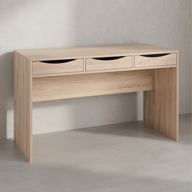 KADIMA DESIGN Schreibtisch Sonoma Eiche mit Schubladen in Braun und Beige, B/T/H: 120 x 55 x 75 cm - Bild 1
