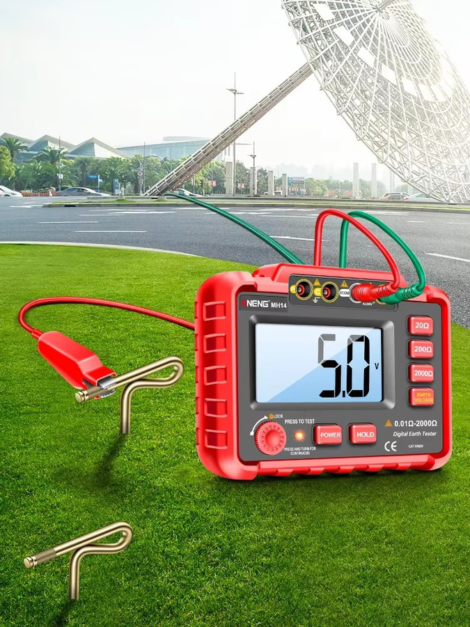 ANENG MH14 Digitales Widerstandsmessgerät Erdungstester mit Voltmeter und Megohm-Messfunktion in Rot - Bild 5