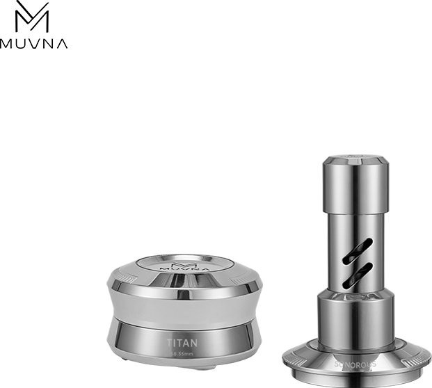 Muvna Espresso Tamper mit Soundfeedback und 4-Feder-System aus Edelstahl in Silber für gleichmäßigen Tamperdruck - Bild 1