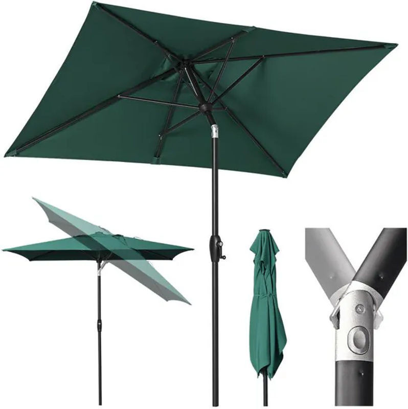 Sekey Marktschirm Sonnenschirm aus Aluminium in Cappuccino mit UV 50+ Schutz, rechteckig, B: 210 cm x T: 140 cm - Bild 1