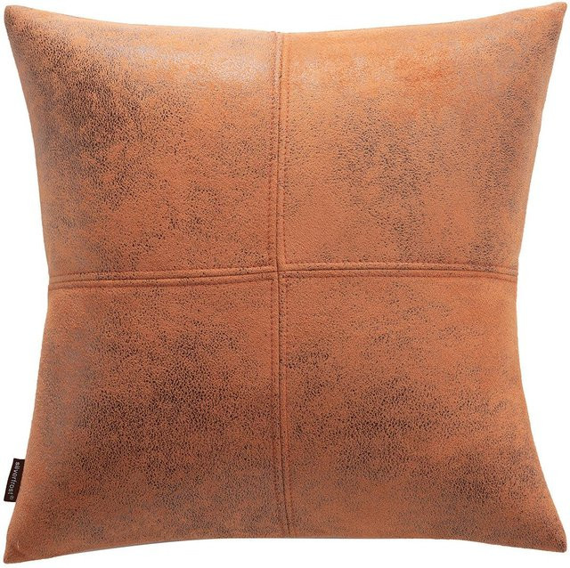 JHWarmo Kissenbezug aus Wildleder im Mid-Century Modern Stil, Orange, B/H: 45 x 45 cm - Bild 1