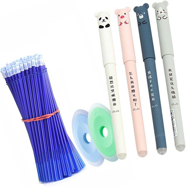 Painter Radierbare Gelstifte Set mit neutralblauer Tinte und Cartoon-Design, 0,5 mm Stiftstärke, inklusive Nachfüllminen und Radiergummis, Mehrfarbig - Bild 1