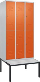 C+P Doppelstock-Spind Classic PLUS Sitzbank mit 3 Abteilen und Zylinderschloss, B/T/H: 212,0 x 90,0 x 81,5 cm - Bild 1