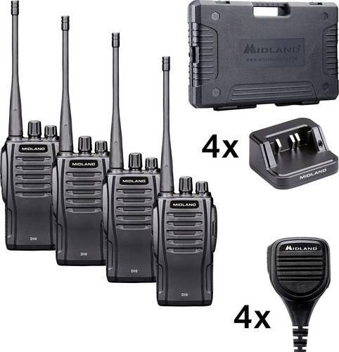 Midland D10 DMR 4er Set PMR-Handfunkgeräte in Schwarz - Bild 1