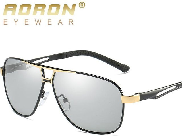 AORON Sonnenbrille Aviator, Metall, Vollrand, polarisiert, gold/schwarz, Männer - Bild 1