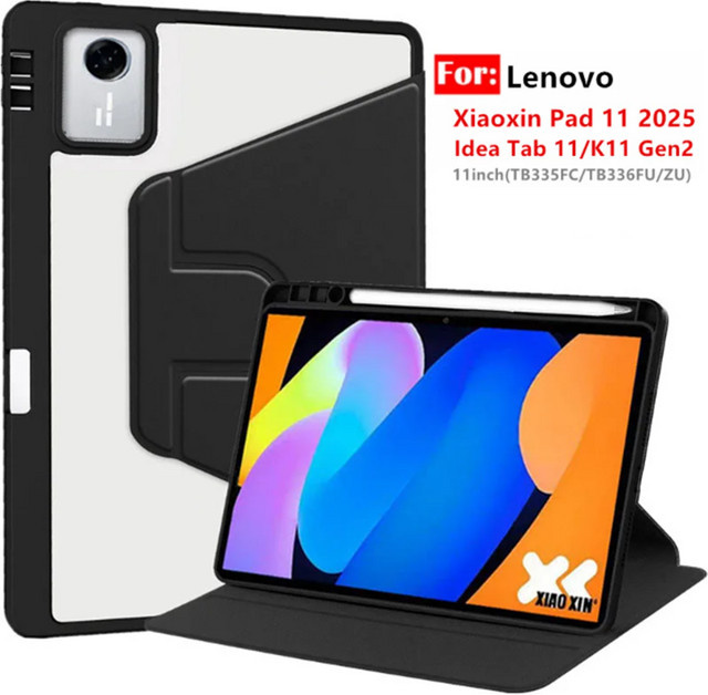 Lenovo Xiaoxin Pad 11 2025 / Idea Tab 11 / K11 Gen2 Schutzhülle aus rotierendem Acryl mit Stiftfach in Schwarz und Lila - Bild 1