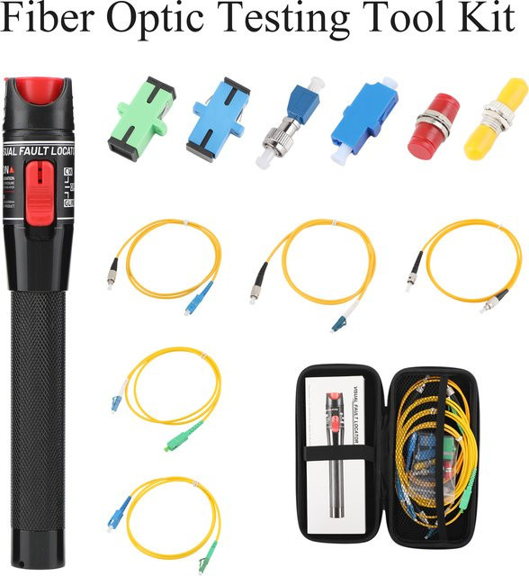 LYNNDM 12-teiliges Glasfaserkabel-Testkit mit Optik-Teststift für FC-Stecker auf LC-Buchse, Multicolor - Bild 1