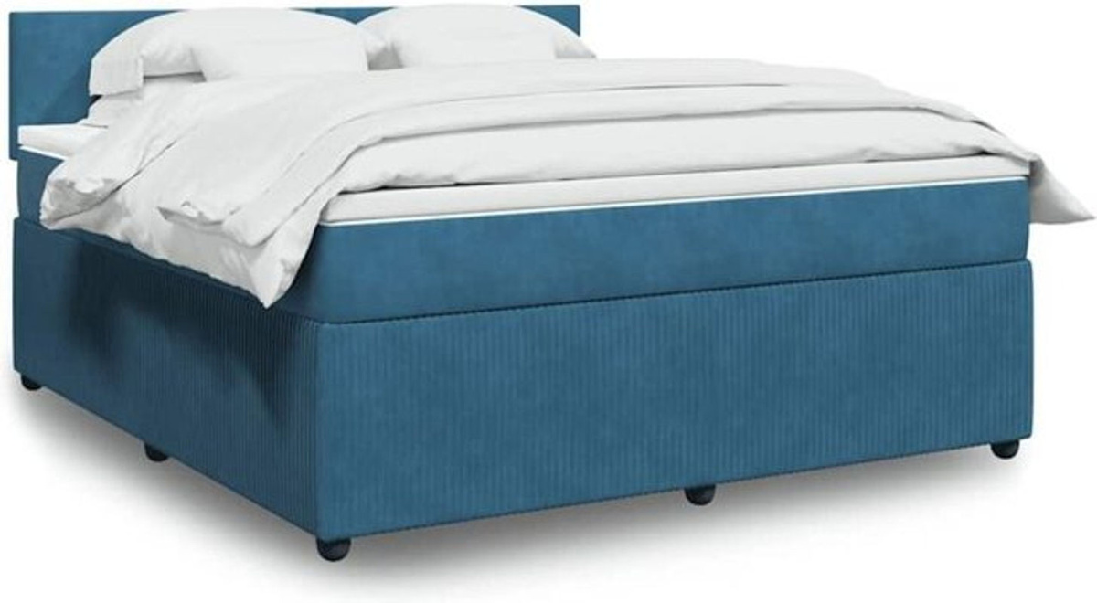 Vidaxl Boxspringbett mit Matratze in Blau aus Samt, B/T/H: 180 x 200 x 100,5 cm - Bild 1