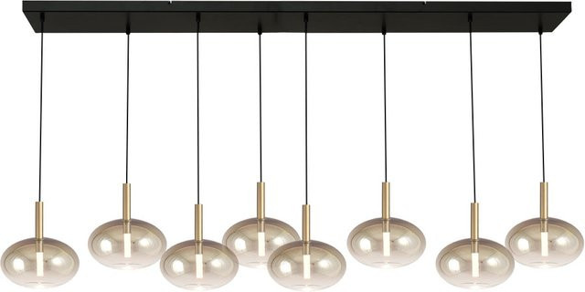 Masterlight Lido LED-Pendelleuchte 8-flammig in Gold mit ovalen Glaselementen - Bild 1