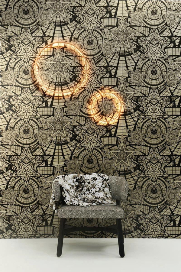 Jean Paul Gaultier Tapete Coupole Or in Gold, Silber und Schwarz mit geometrischem und abstraktem Design aus Vlies - Bild 1