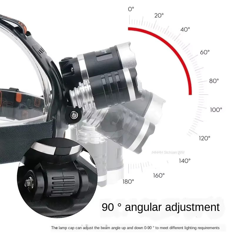 ESMARTER LED-Kopflampe mit COB-Technologie, wiederaufladbare Angler-Stirnlampe in Schwarz für Outdoor, Jagd und Camping - Bild 5
