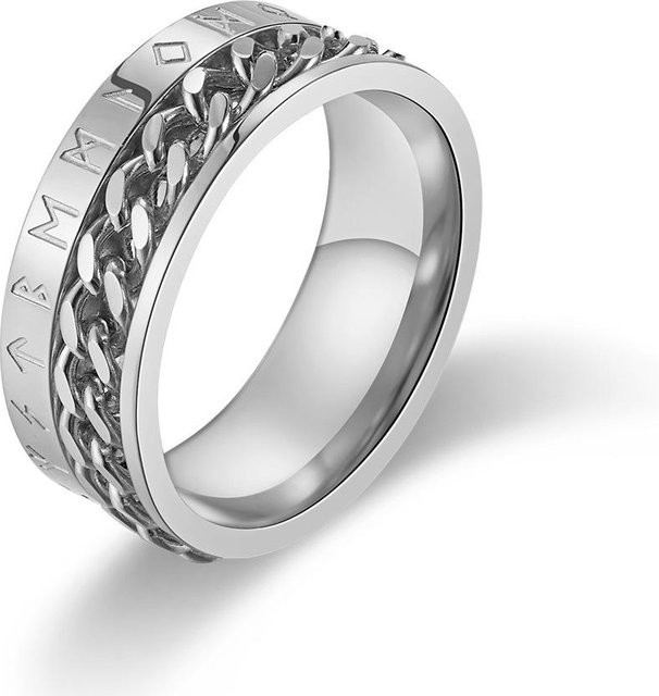 YIRAN Jewelry Wikinger Ring, Edelstahl, Silber, Unisex, Ringgröße 13 - Bild 1