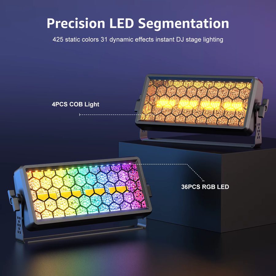 Yiflamefly 4er-Set RGB COB LED Wandfluter mit Pixel-Steuerung und DMX, 120W Bühnenbeleuchtung in Schwarz für DJ, Party, Hochzeit und Club - Bild 3