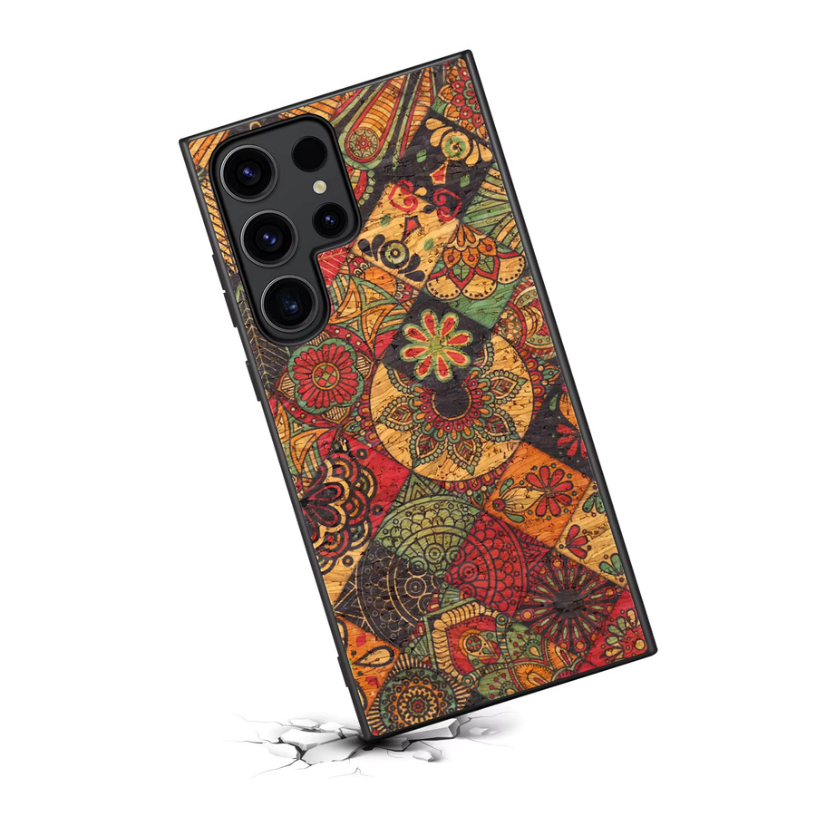 Luxuriöse Kunstleder Handyhülle mit mattem Finish und Ölgemälde-Blumenmuster für Samsung Galaxy S26 Ultra, S25 Plus, S24 und S23 in Gelb und Multicolour - Bild 2
