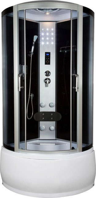 Kerra Hydromassagekabine Silver Prime in Weiß und Silber mit Duschwanne, Handbrause, Kopfbrause und LED-Beleuchtung, B/T: 90 x 90 cm - Bild 1