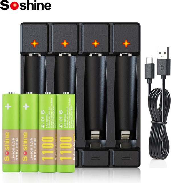Soshine Smart Akku-Ladegerät für AAA Lithium-Akkus mit 1100 mWh und 1,5 V - Bild 1