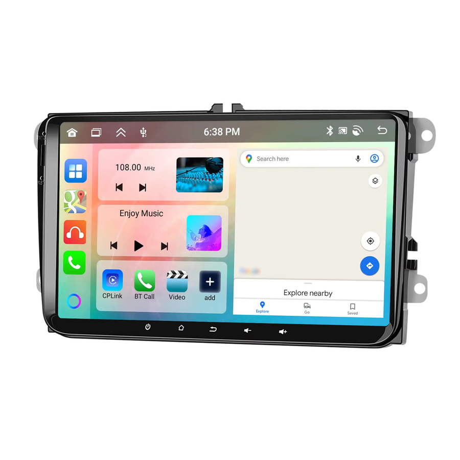 Podofo Android Auto und Wireless CarPlay Autoradio mit GPS Navigation, AI Sprachsteuerung und Multimedia Player in Schwarz - Bild 5