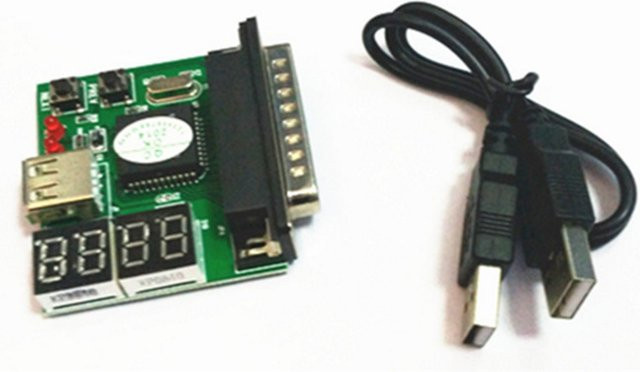 OULLX 25Pin Diagnosekarte mit USB Parallel Port für Laptop und Computer Motherboard als 4-stelliger Post Tester Analysator in Multicolor - Bild 1