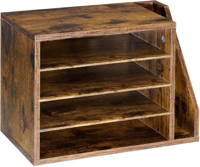 Buying Solutions, MB Literatur-Organizer aus Holz in Braun mit 4 Fächern und abnehmbaren Einlegeböden, B/T/H: 28,0 x 23,5 x 4,0 cm - Bild 1