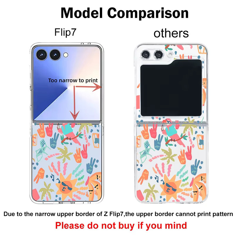 Samsung Galaxy Z Flip 7 FE Flip 6 Flip 5 Flip 4 Flip 3 Klappschutzhülle mit kreativem Cartoon-Muster in Transparent und Multicolour - Bild 3