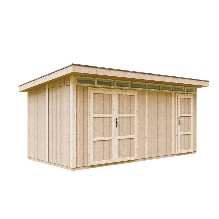 Gartenhaus Geräteschuppen und Motorradgarage TIMBELA M905C in Terra Brown mit Boden und Bitumenfliesen B/T/H: 530 x 279 x 237 cm - Bild 1