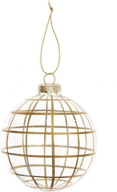 Rico Design Glaskugel Baumschmuck grafisch in Gold, Durchmesser: 8 cm - Bild 1