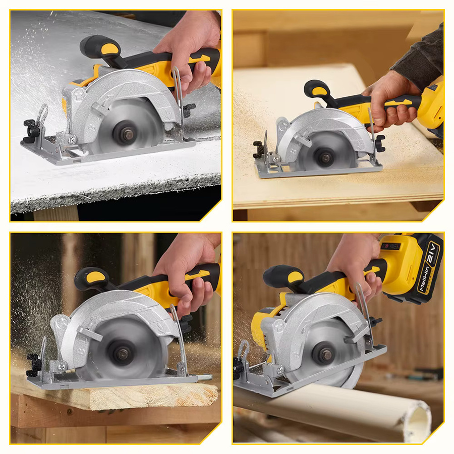 MELLWIN Bürstenlose elektrische Handkreissäge Gelb, 125 mm Durchmesser, für 18 V und 21 V Akkus, multifunktionaler Cutter für Holz und Metall - Bild 5