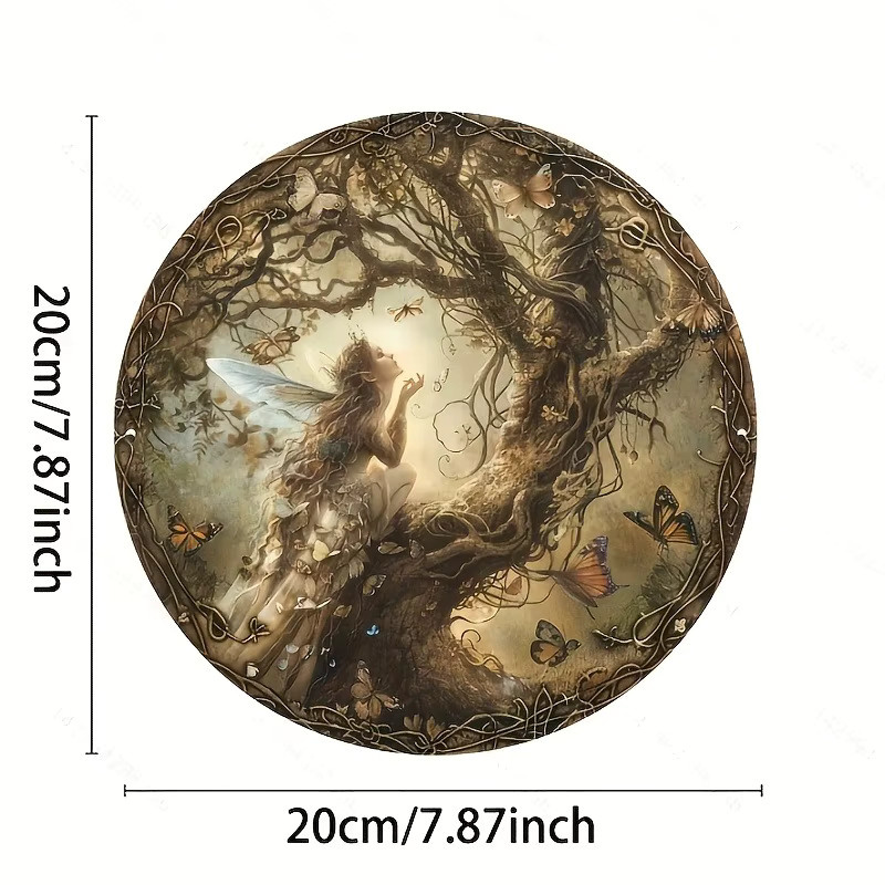 Potdemiel Wanddekoration Feen und Baumelfen aus Aluminium, rundes Metallschild in Multicolour für Innen und Außen - Bild 2