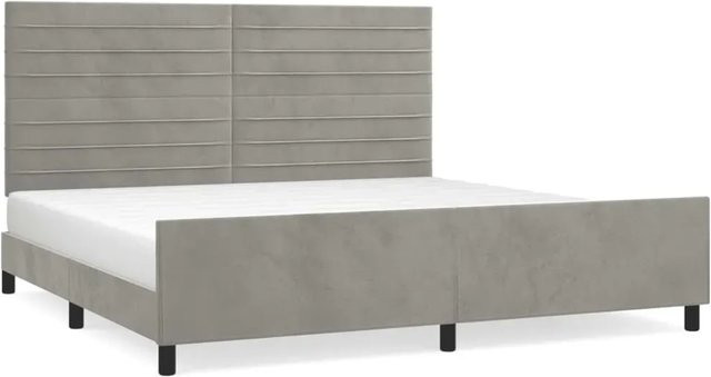 vidaXL Bettgestell mit Kopfteil aus Samt in Hellgrau, B/T: 200 x 200 cm - Bild 1