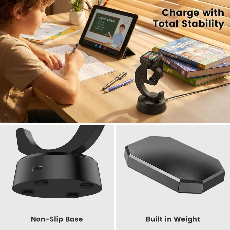 Rutschfester Ladeständer für Cosmo JrTrack 5 4 3 2 1 Kinder-Smartwatch mit USB-Kabel in Schwarz - Bild 3