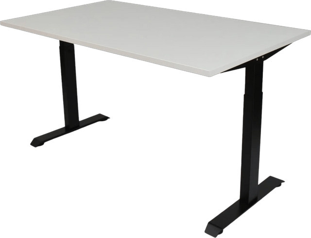 Euroseats Höhenverstellbarer Schreibtisch in Weiß und Schwarz B/T: 140 x 80 cm - Bild 1