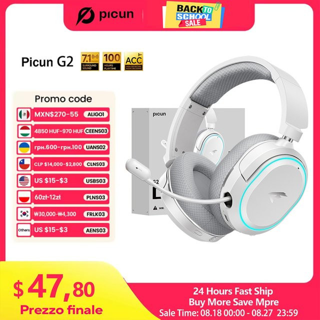 Picun G2 Wireless Gaming Headset mit 2,4 GHz Bluetooth, 7.1 Surround Sound und ENC Mikrofon für PC, PS4 und PS5 - Bild 1