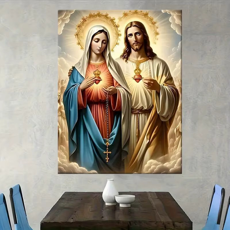 Religiöses Leinwandgemälde Jesus-Kreuz-Druck von CIFBUY in Mehrfarbig, gerahmte abstrakte Wandkunst für dein Zuhause - Bild 1