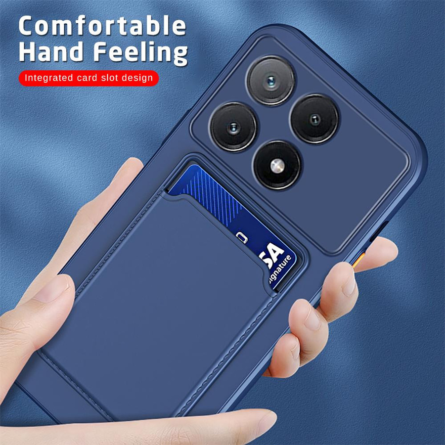 Xiaomi Handyhülle mit Kartenhalter und NFC für Poco X7 Pro X6 X5 X4 X3 F7 Ultra F6 Pro F5 C65 M4 M5 M6 Pro in Blau Transparent - Bild 1
