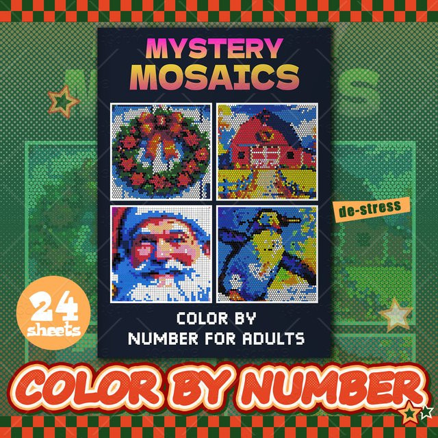 MYSTERYMOSAICS Color by Squares Malbuch für Erwachsene in Multicolour zur Entspannung und Stressabbau - Bild 1