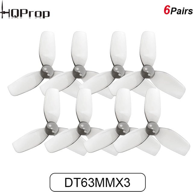 HQProp DT63MMX3 V2 Propeller Set für DollyFly25 FPV Drone, 6 Paare (2CW + 2CCW), Polycarbonat, Grau/Transparent - Bild 1