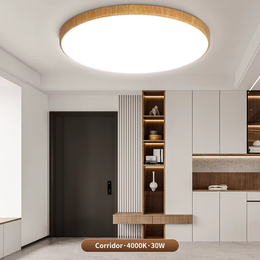 DIBILUN Runde LED-Deckenleuchte in Holzoptik für Wohnzimmer, Schlafzimmer, Küche und Badezimmer - Bild 6
