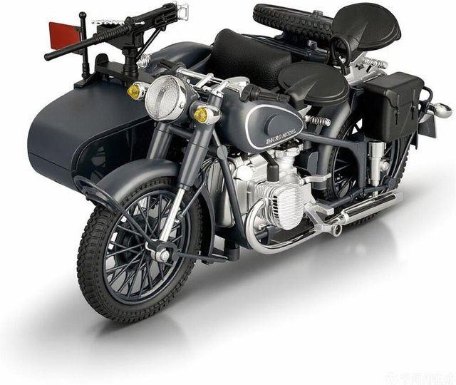 Linyi toy car Retro Dreirad Beiwagen Motorrad Modell, 1:10, Metall, Sound und Licht, ab 14 Jahre - Bild 1
