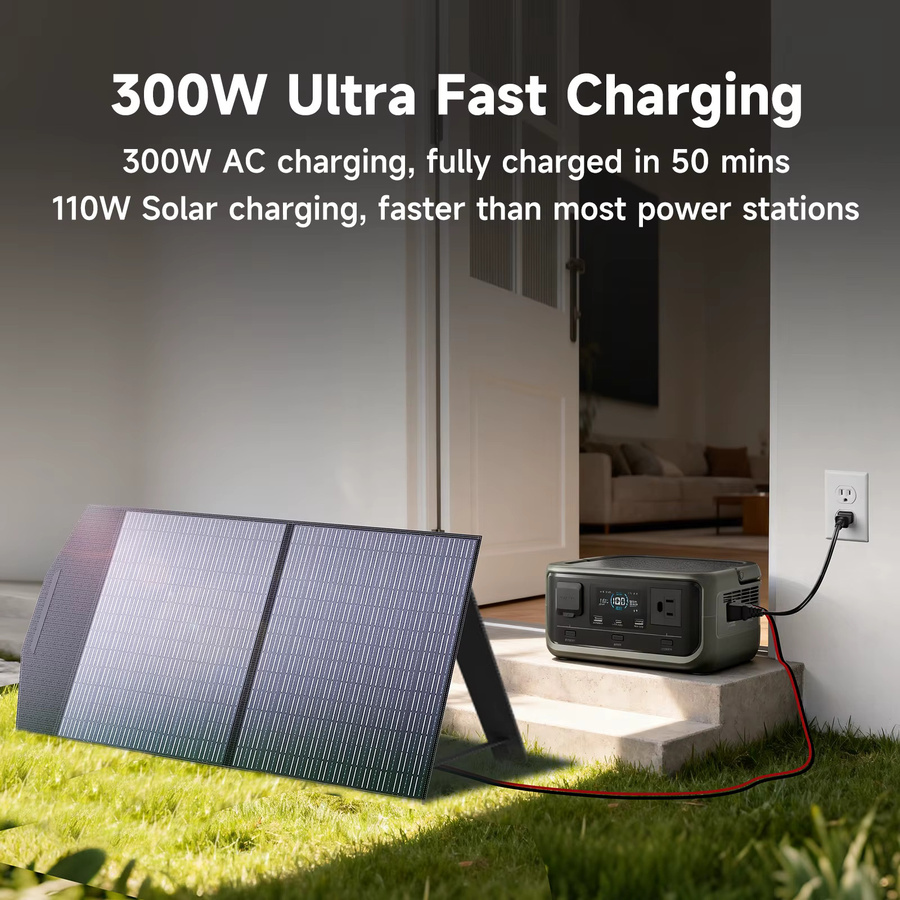 ALLPOWERS VOLIX P300 Tragbares Kraftwerk mit 256 Wh LiFePO4-Akku und 100 W monokristallinem Solarpanel für Outdoor und Camping - Bild 2