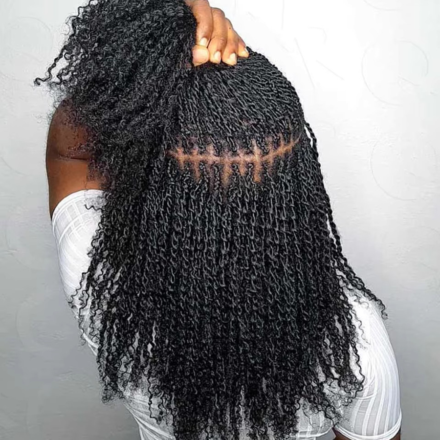 Afro Kinky Bulk Echthaarverlängerungen, Naturschwarz/Braun, Unisex - Bild 3