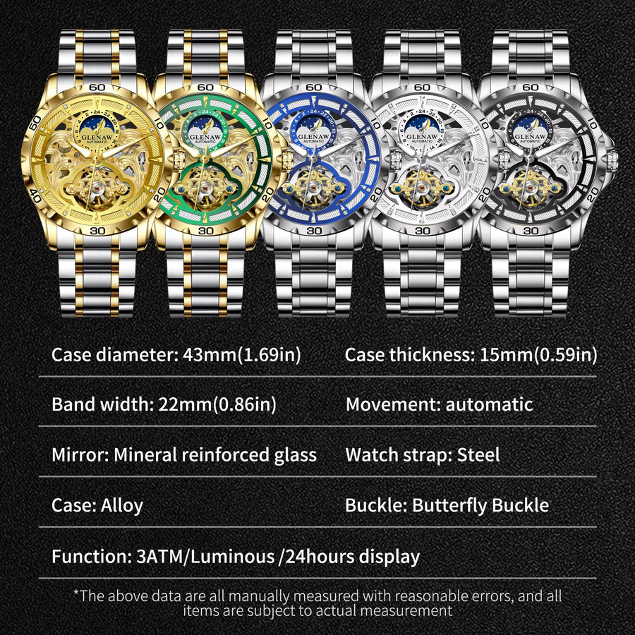 GLENAW Armbanduhr Automatik, Edelstahl, Blau, Herren - Bild 3