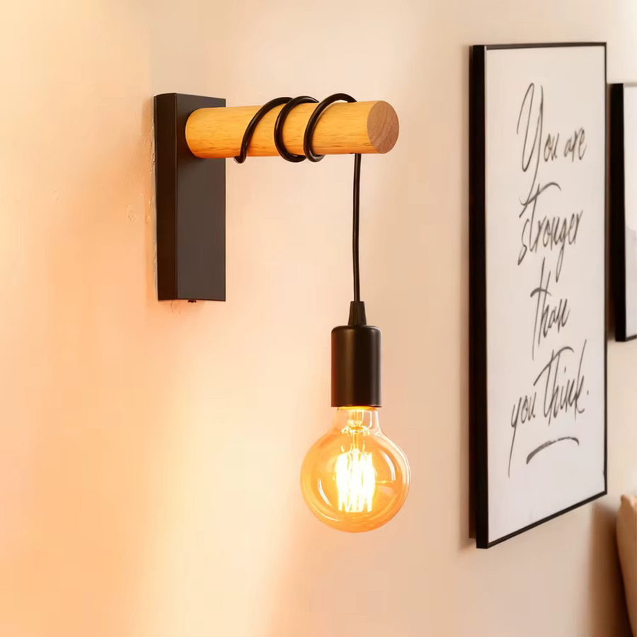 YNL Vintage Retro Wandleuchte im Industrial Design mit E27 Fassung, Schwarz und Transparentem Glas für Schlafzimmer und Esszimmer - Bild 3