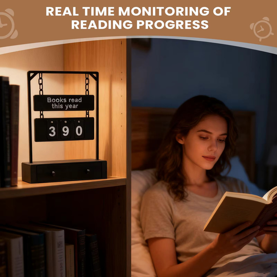 Transparentes Schreibtischschild als Zieltracker zum Bücherlesen für Schüler und Lehrer, modernes Display aus Kunststoff in Beige oder Schwarz - Bild 4