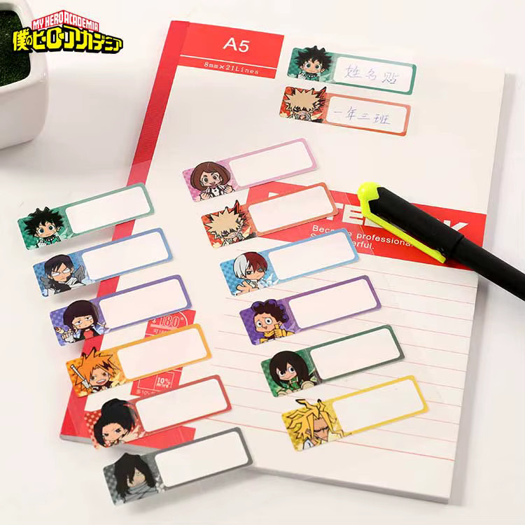 XINGHEDONGMAN My Hero Academia Namensaufkleber Multicolour A5 wasserfeste Etiketten für Scrapbook und Schulbriefpapier - Bild 2