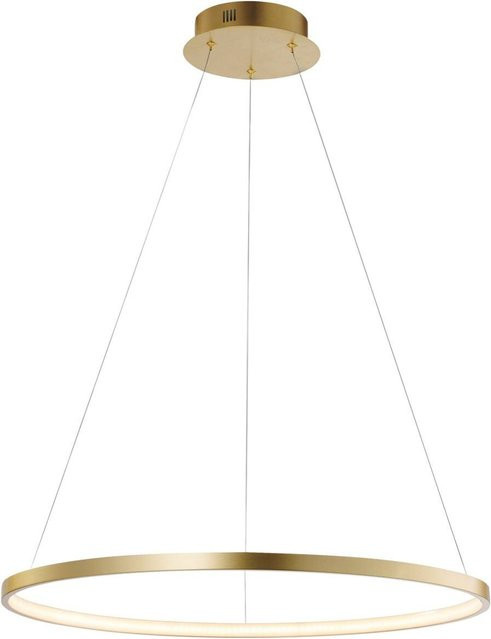 Just Light LED-Pendelleuchte CIRCLE in Weiß und Gold aus Metall und Kunststoff, Durchmesser: 60 cm, Höhe: 120 cm - Bild 1